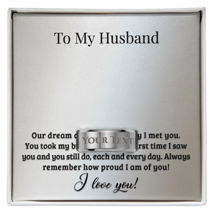 To My Husband - Men's Engraved Ring