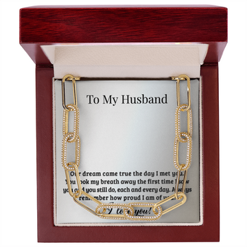 To My Husband - CZ Paperclip Chain Necklace