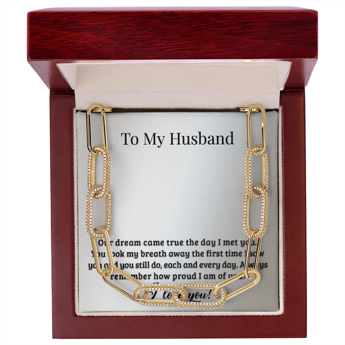 To My Husband - CZ Paperclip Chain Necklace