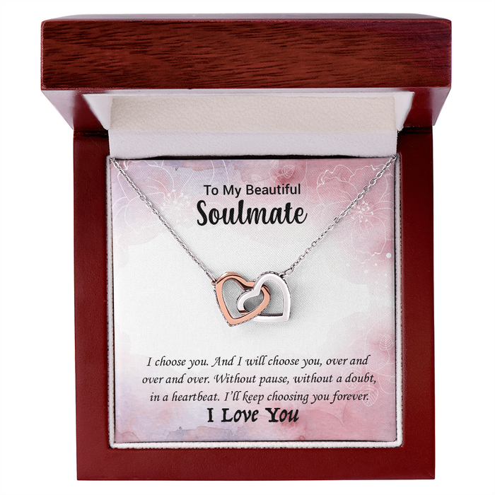 To My Soulmate - Interlocking Hearts Necklace