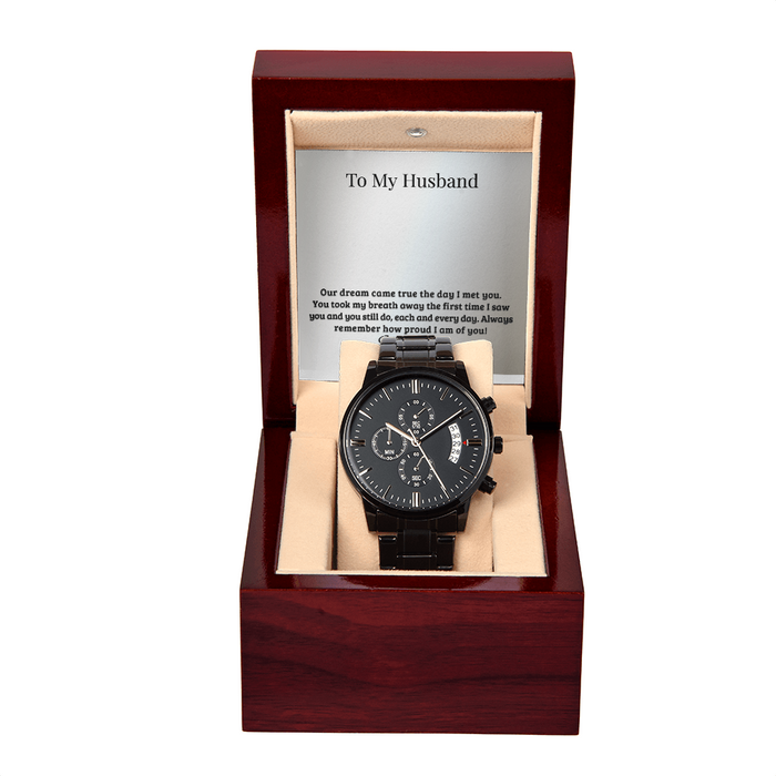 To My Husband - Black Chronograph Watch