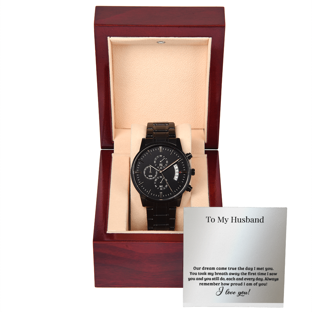 To My Husband - Black Chronograph Watch