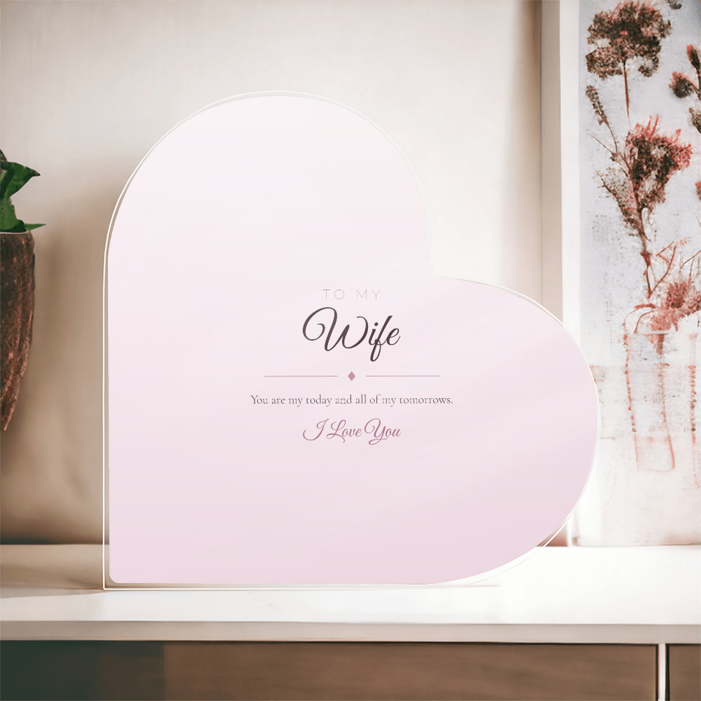 To My Wife - Acrylic Heart Block with LED Light