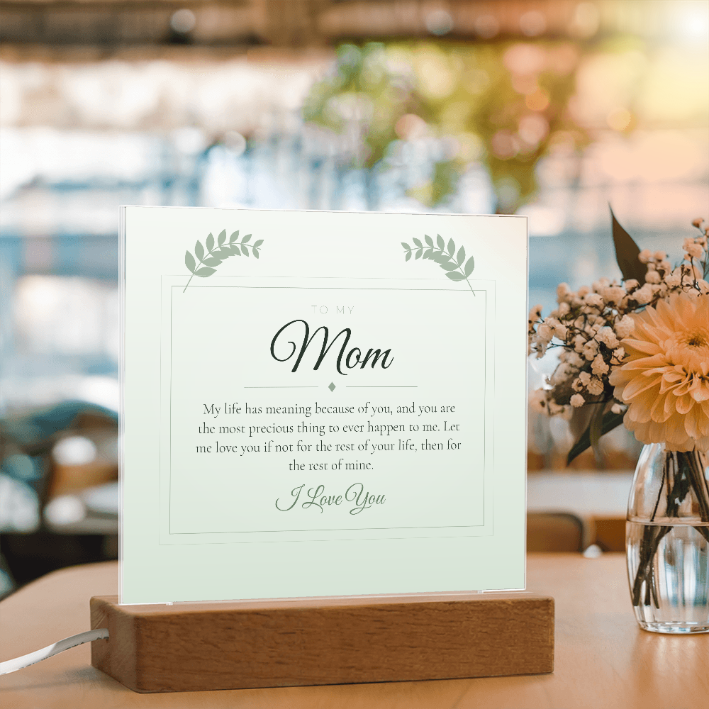 To My Mom - Acrylic Square Plaque with LED Light