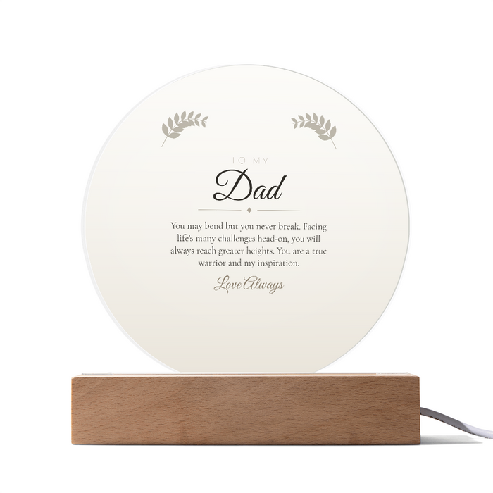 To My Dad - Acrylic Circle Plaque with LED Light