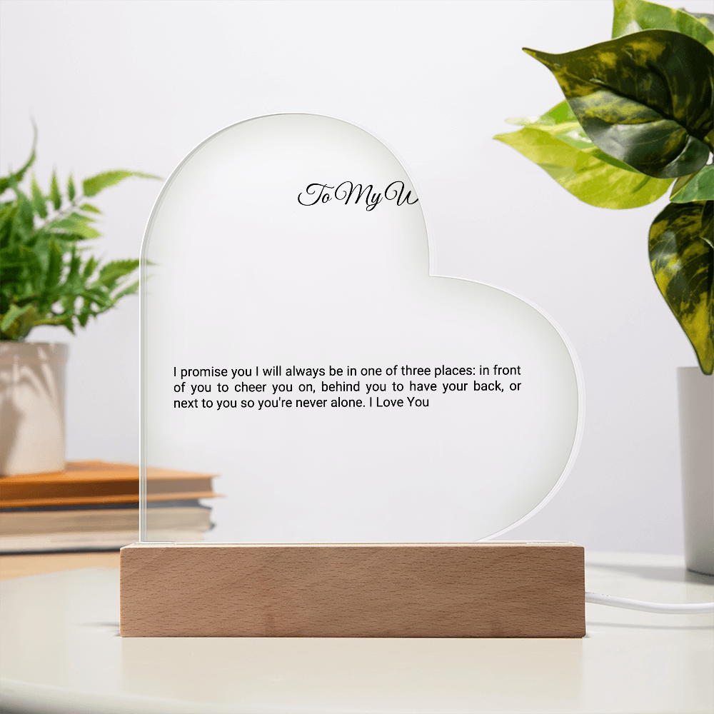 To My Wife - Acrylic Heart Plaque with LED Light