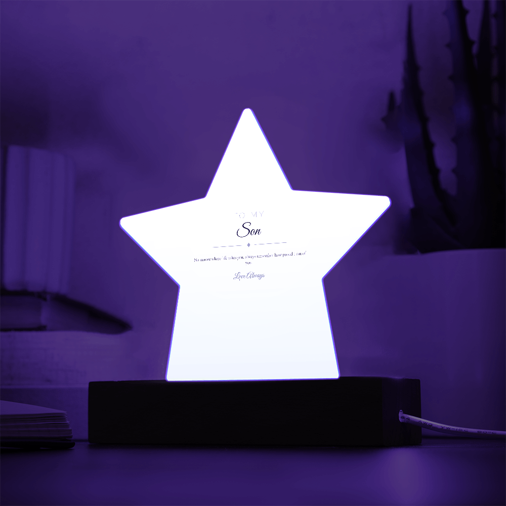 To My Son - Acrylic Star Plaque with LED Light